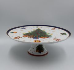 CICHA NOC tortownica/ patera na ciasto na nóżce 31 cm blue