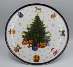 CICHA NOC tortownica/ patera na ciasto na nóżce 31 cm blue