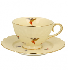ECRU filiżanka ze spodkiem KOLIBRY DUO  ECRU filiżanka ze spodkiem KOLIBRY DUO